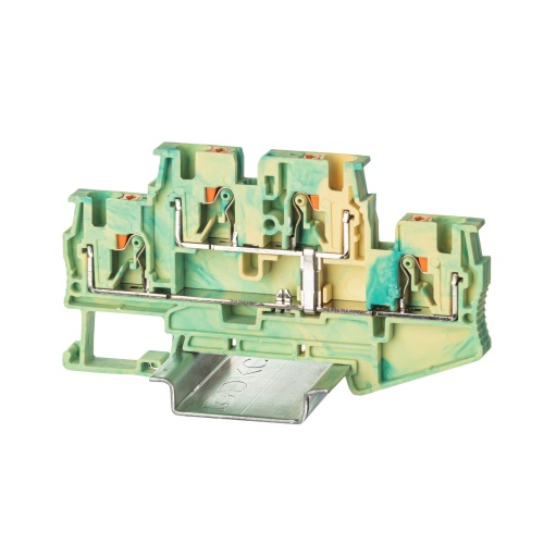 Клемма заземления двухуровневая, зажим push-in, 4 точки подключения, 4 кв.мм Клемма заземления двухуровневая, зажим push-in, 4 точки подключения, 4 кв.мм