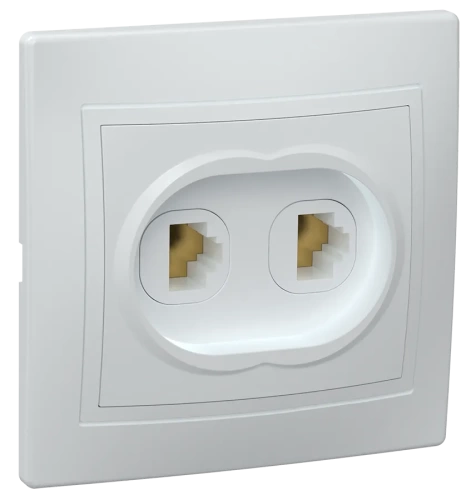 Розетка 2 мест. С/П телефонная РТ12-КБ КВАРТА (белый)