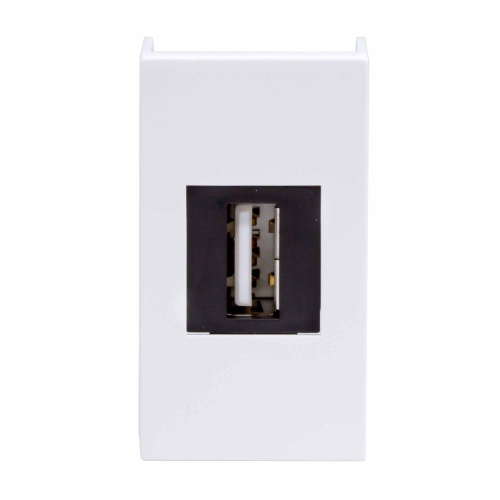USB 2.0 розетка, Viva, белая, 1 мод. (упак. 5 шт)