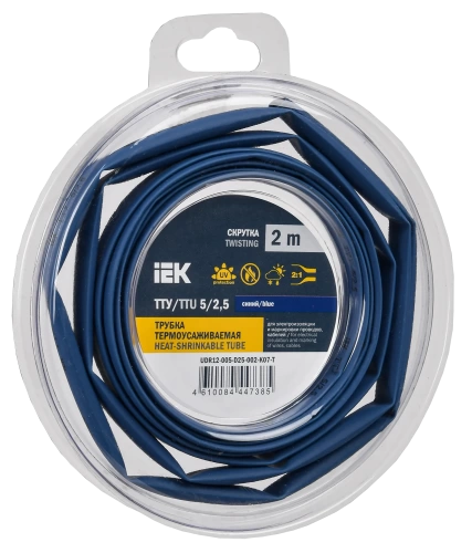 Трубка термоусадочная ТТУ нг-LS 5/2,5 синяя (2м/упак) IEK Трубка термоусадочная ТТУ нг-LS 5/2,5 синяя (2м/упак) IEK