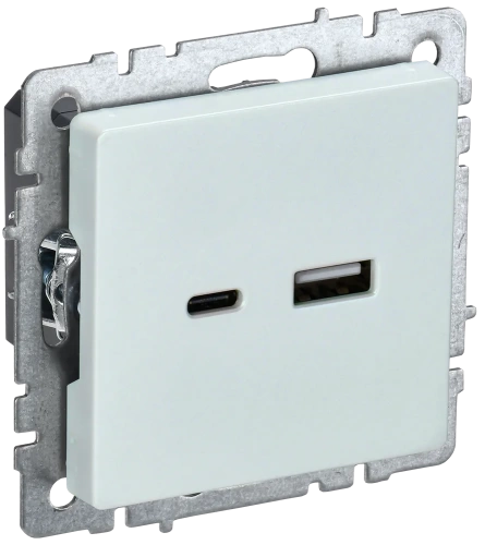 BRITE Роз. USB A+C 18Вт РЮ11-1-БрЖ жемч. IEK