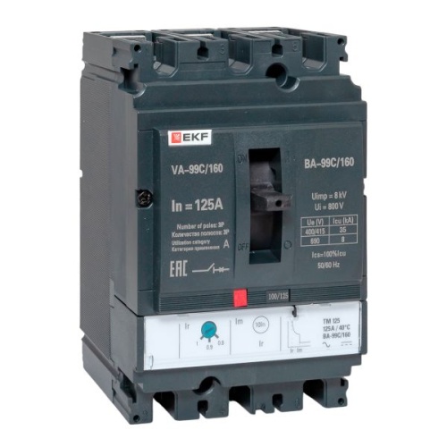 Выключатель автоматический ВА-99C 160/125А 3P 35кА EKF Выключатель автоматический ВА-99C 160/125А 3P 35кА EKF