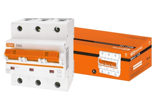 Авт. выкл. ВА47-125 3Р 80А 15кА х-ка D TDM Авт. выкл. ВА47-125 3Р 80А 15кА х-ка D TDM