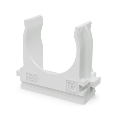 Крепёж-клипса для труб Полистирол белая д25 (100шт/1000шт уп/кор) Промрукав Крепёж-клипса для труб Полистирол белая д25 (100шт/1000шт уп/кор) Промрукав