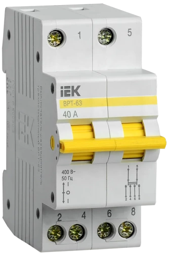 Выключатель-разъединитель трехпозиционный ВРТ-63 2P 40А IEK Выключатель-разъединитель трехпозиционный ВРТ-63 2P 40А IEK