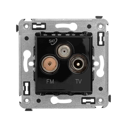 Розетка TV-FM-SAT в стену, "Avanti", "Черный квадрат"