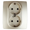 12-2104-04 Эл/ус ЭРА Розетка 2X2P+E Schuko со шторками, 16A-250В, IP20, Эра12, шампань