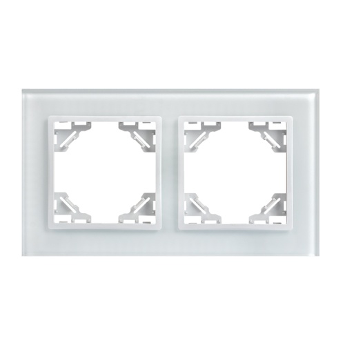 Минск Рамка 2-местная стеклянная белая EKF Basic Минск Рамка 2-местная стеклянная белая EKF Basic