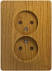 GLOSSA РОЗЕТКА двойная без заземления,16А, в сборе, ДЕРЕВО ДУБ