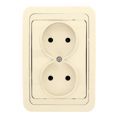 Лондон Розетка 2-местная без заземления 10А бежевая EKF PROxima