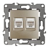 12-3108-04 Эл/ус ЭРА Розетка информационная двойная 2XRJ45, IP20, Эра12, шампань
