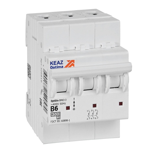 Выключатель автоматический модульный OptiDin BM63-3B6-4,5-УХЛ3 Выключатель автоматический модульный OptiDin BM63-3B6-4,5-УХЛ3
