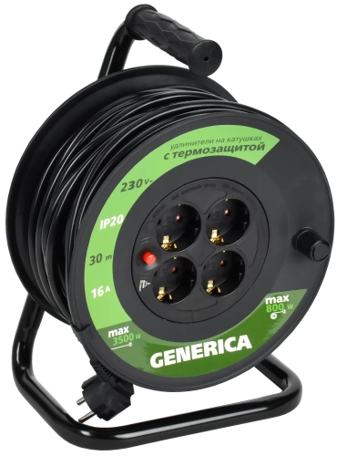 Катушка УК30 с т/з 4 места 2P+PE/30м 3х1,5мм2 GENERICA Катушка УК30 с т/з 4 места 2P+PE/30м 3х1,5мм2 GENERICA