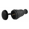 R8-B-IP44 ЭРА Разъём каучуковый c/з  прямой 16A IP44 черный