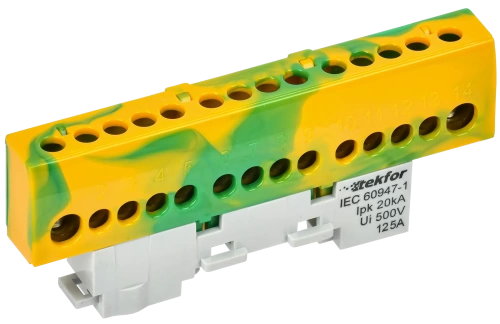 TEKFOR Шина PE "земля" изол. на унив. держ. 8х12-14-ЖЗ IEK