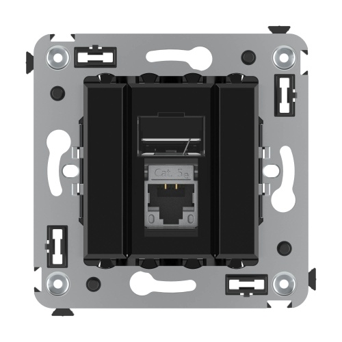 Компьютерная розетка RJ-45 в стену, кат.5e одинарная экранированная, "Avanti","Черный квадрат"