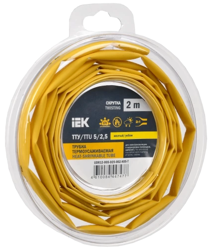 Трубка термоусадочная ТТУ нг-LS 5/2,5 желтая (2м/упак) IEK