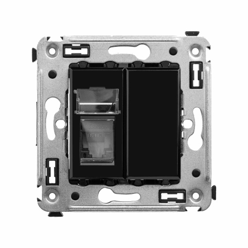 Розетка RJ-45 в стену, 5e одинарная, Avanti, "Черный квадрат"