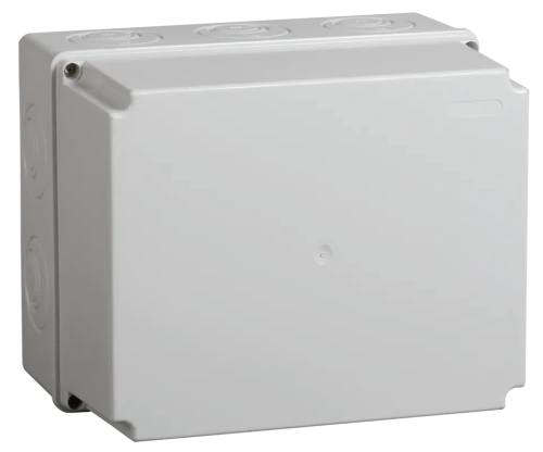 Коробка КМ41273 распаячная для о/п 240х195х165 мм IP44 (RAL7035, кабельные вводы 5 шт)