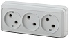 2-205-01 Эл/ус Intro Розетка 3х2P, 16А-250В, IP20, ОУ, Quadro, белый
