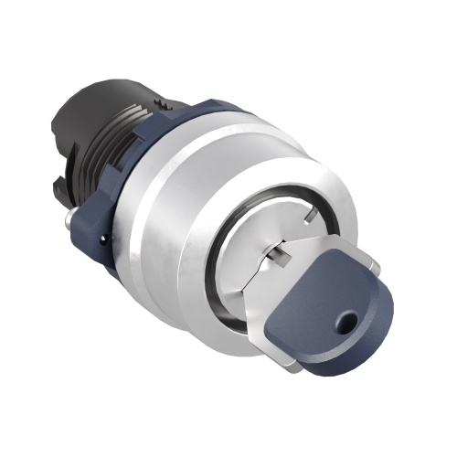 Головка переключателя с ключом на 2 положения с фиксацией стандартная  ручка, черный, алюминий