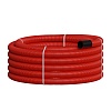 NR075 Двустенная труба ПНД гибкая для открытой прокладки, атмосферостойкая, ПВ-0, тип 450, SN16, с зондом цвет, D75мм  (50м) цвет красный Экопласт