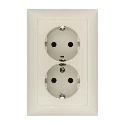 Розетка двойная прямая с з/к, со шторками (бежевый) LK60 Розетка двойная прямая с з/к, со шторками (бежевый) LK60
