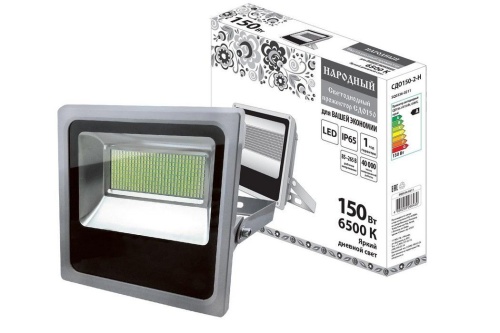Прожектор светодиодный СДО150-2-Н 150 Вт, 6500 К, серый Прожектор светодиодный СДО150-2-Н 150 Вт, 6500 К, серый