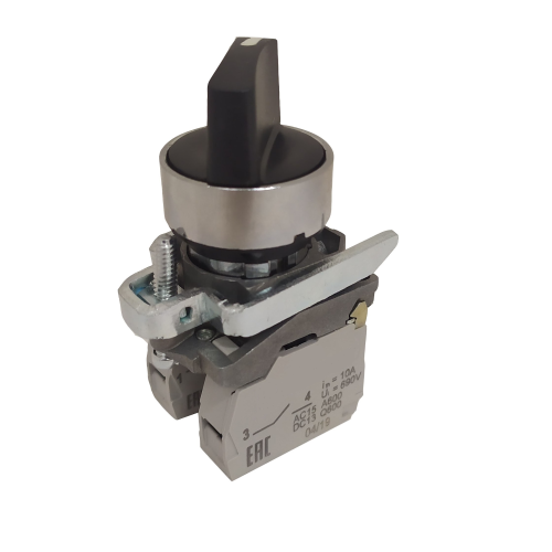 Переключатель КПЕ1121РС-черный-2но+1нз-ручка-фикс-2поз-IP40-КЭАЗ