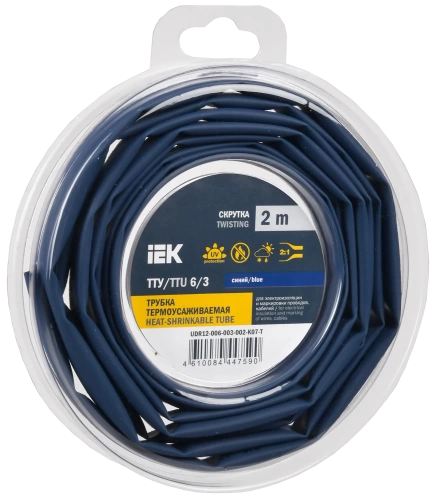 Трубка термоусадочная ТТУ нг-LS 6/3 синяя (2м/упак) IEK