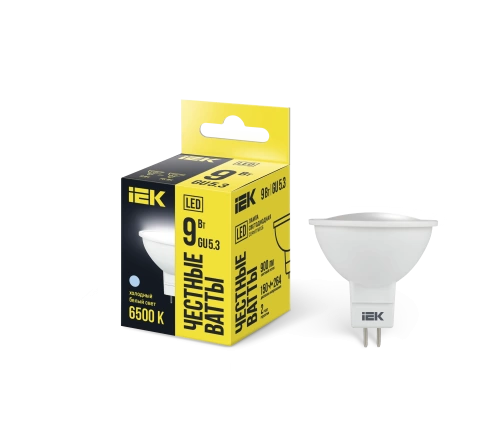 Лампа LED MR16 софит 9Вт 230В 6500К GU5.3 IEK Лампа LED MR16 софит 9Вт 230В 6500К GU5.3 IEK