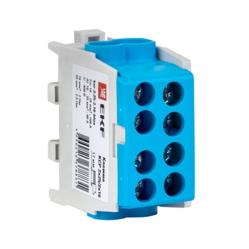 Клемма распределительная КСР с двойным винтом 2x25/2x16 синяя EKF PROxima Клемма распределительная КСР с двойным винтом 2x25/2x16 синяя EKF PROxima