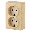 11-2205-11 Эл/ус ЭРА Розетка 2х2P+E Schuko, 16A-250В, IP20, ОУ, Эра Эксперт, сосна