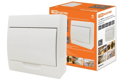 Бокс навесной IP41 ЩРН-П-8модулей с белой крышкой, пластик TDM