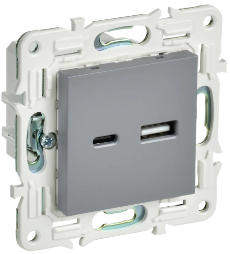 SKANDY Роз. USB A+C 3,1А SK-R14Gr сер. IEK SKANDY Роз. USB A+C 3,1А SK-R14Gr сер. IEK