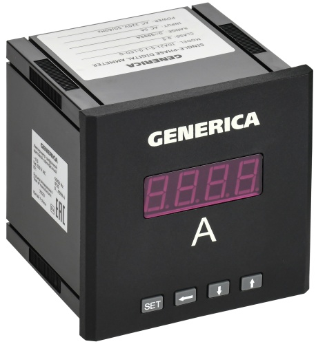 Амперметр цифр. щит. 1-ф. 96х96 LED GENERICA