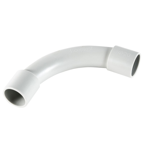 CUG25 Угол 90 гр.(единый) для труб D25мм, цвет серый (1уп = 50шт) Экопласт