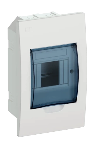 Бокс в нишу ЩРВ-П-4 мод. 1ряд пластиковый IP40 с прозр. крышкой с шинами