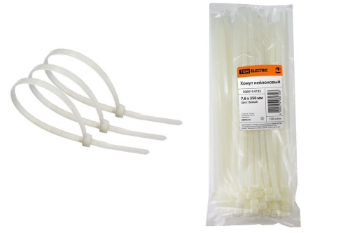 Хомут 7,6х350мм нейлон (белый) (100шт) TDM Хомут 7,6х350мм нейлон (белый) (100шт) TDM