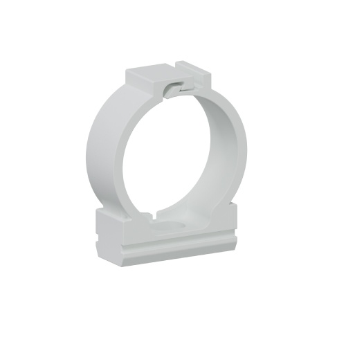 Держатель с защелкой для труб D25мм, АБС, цвет белый (1уп = 50 шт) Экопласт