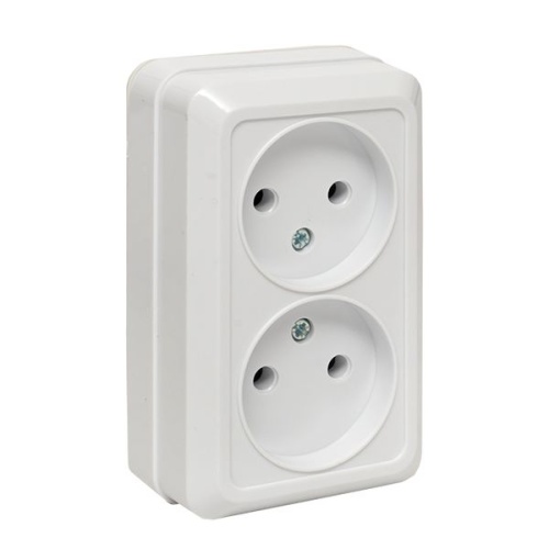 Рим Розетка 2-местная 10А без заземления белая EKF Рим Розетка 2-местная 10А без заземления белая EKF
