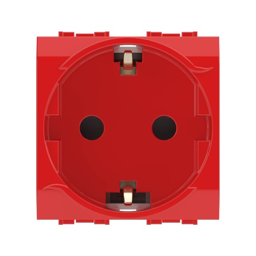 Розетка 2 модуля с заземлением со шторками красная BRAVA (10 шт)