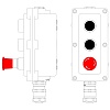 Взрывонепроницаемый пост управления из алюминия LCSD-03-B-MB-P1B(11)x1-P1B(11)x1-P6R(11)x1-PBMB-ANP15BMB