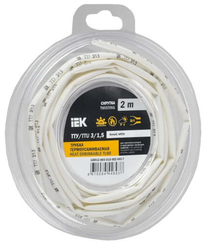 Трубка термоусадочная ТТУ нг-LS 3/1,5 белая (2м/упак) IEK Трубка термоусадочная ТТУ нг-LS 3/1,5 белая (2м/упак) IEK