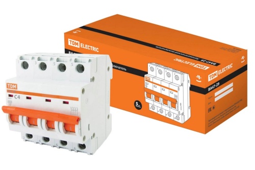 Авт. выкл.ВА47-29 4Р 4А 4,5кА х-ка С TDM Авт. выкл.ВА47-29 4Р 4А 4,5кА х-ка С TDM
