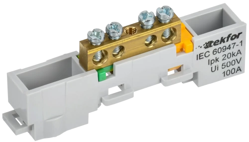 TEKFOR Шина PE "земля" неизол. на унив. держ. 6х9-4-Ж IEK