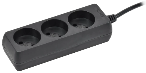 Удлинитель У3 3 места б/з 1,5м 2х0,75мм2 10А 250В чер. IEK Удлинитель У3 3 места б/з 1,5м 2х0,75мм2 10А 250В чер. IEK
