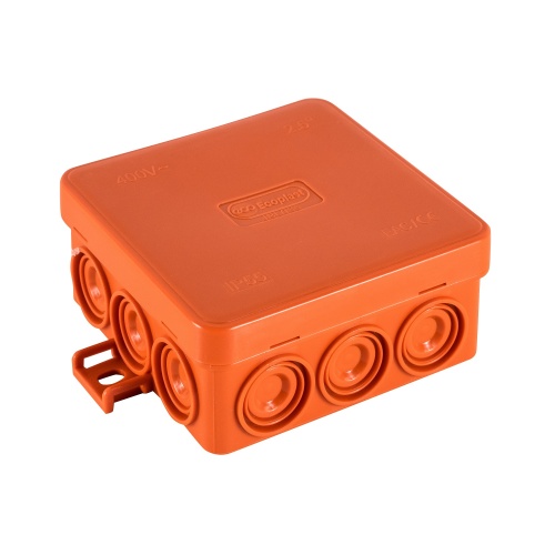 JBL085 Коробка огн. E110, о/п 85х85х38мм, без галогена, 12 вых., IP55, 2P, (1,5-10,0 мм2), цвет оранж. Экопласт
