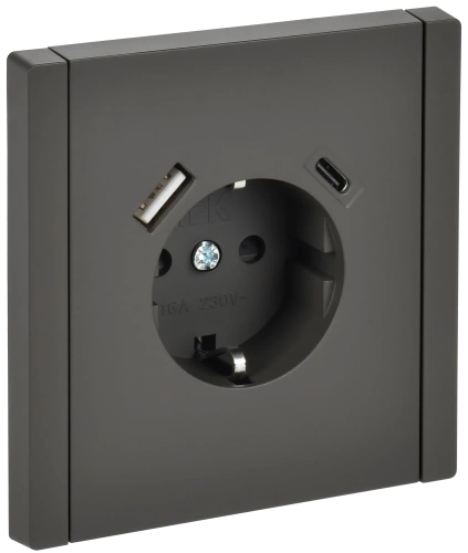 FORTE&PIANO Роз. з/к/ш в/к 16А USB A+C 18Вт FP347 сер. IEK FORTE&PIANO Роз. з/к/ш в/к 16А USB A+C 18Вт FP347 сер. IEK