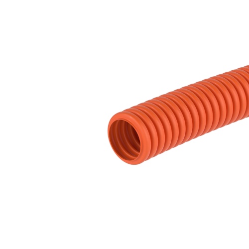 Труба ПНД гибкая гофр. д.32мм, тяжёлая без протяжки, 25м, цвет оранжевый (упак. 25 м)